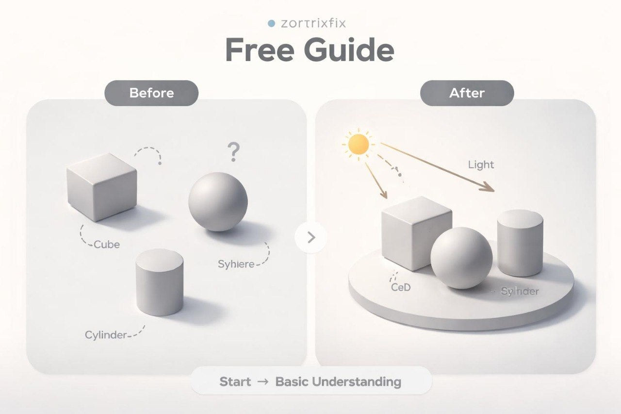 Comparison of geometric shapes with 'Before' and 'After' effects on a white background, featuring Zartrixfix branding.