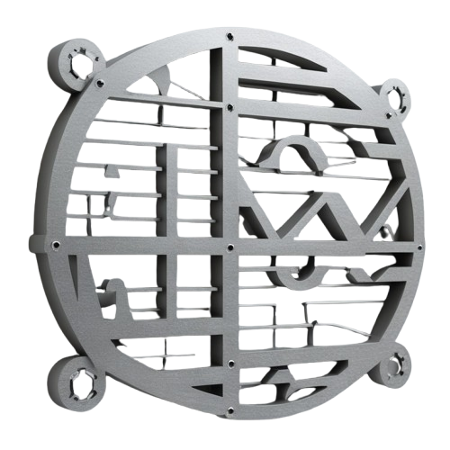 Decorative metal wall art with intricate design on a white background