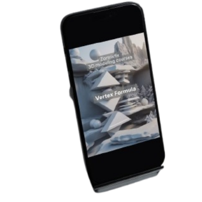 Phone displaying a webpage with a mountain and pyramid graphic on a white background